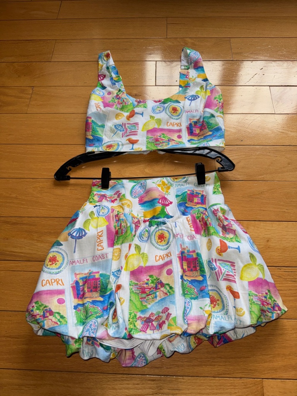 Show Me Your MuMu White Multicolor Tropical Crop Top & Skirt Set